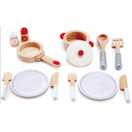 Hape set pentru gatit si servit din lemn E3150