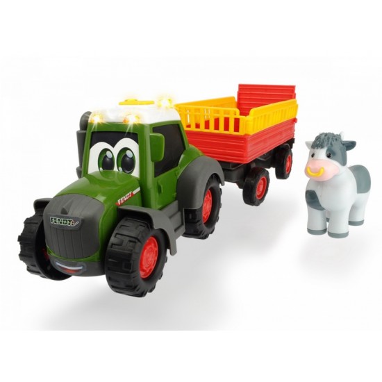 Tractoras cu remorca pentru animalute cu figurina vacuta 204115001