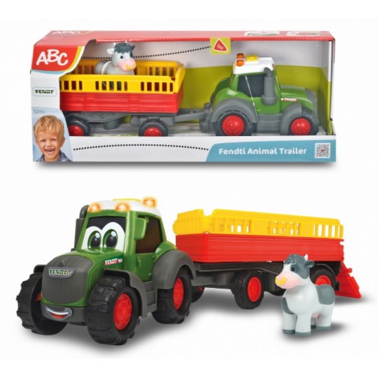 Tractoras cu remorca pentru animalute cu figurina vacuta 204115001