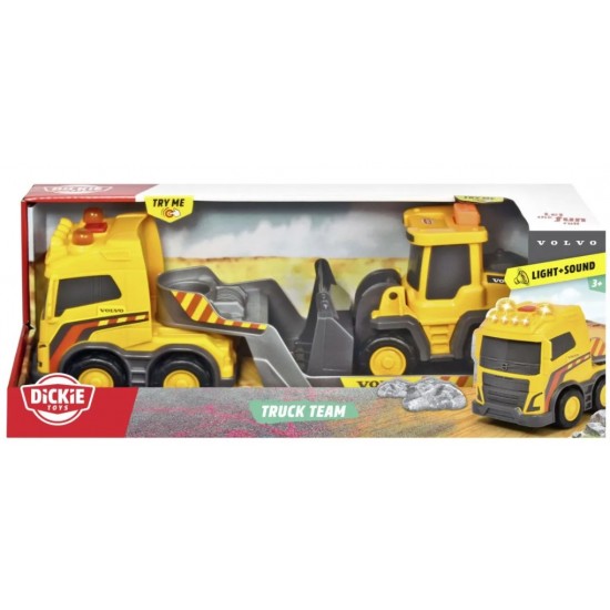 Set Trailer si excavator cu sunete si lumini Dickie 203725009