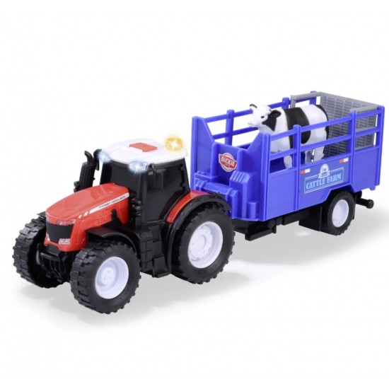 Tractor DICKIE Massey Ferguson cu remorca cu sunete si lumini 203734003