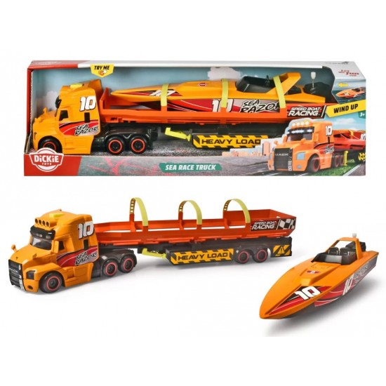Set camion cu remorca si barca 41cm Dickie 203747009