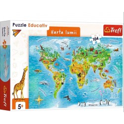 Puzzle educativ Harta Lumii Trefl 15575