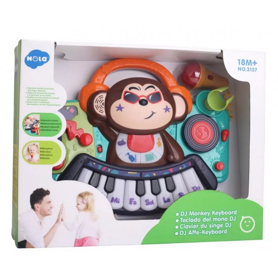 Pianina bebe DJ cu lumini sunete si microfon Hola 3137