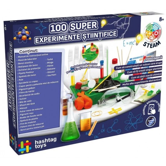 Set 100 super experimente stiintifice Hashtag-toys HT052187