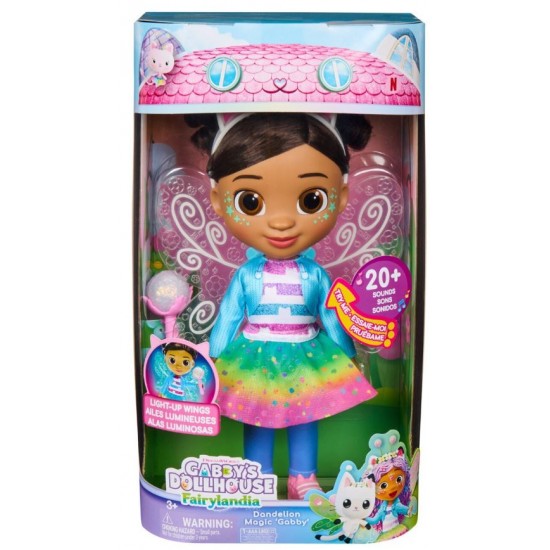 Gabbys Dollhouse Fairylandia Magia papadiei - Papusa Gabby interactiva, 33cm